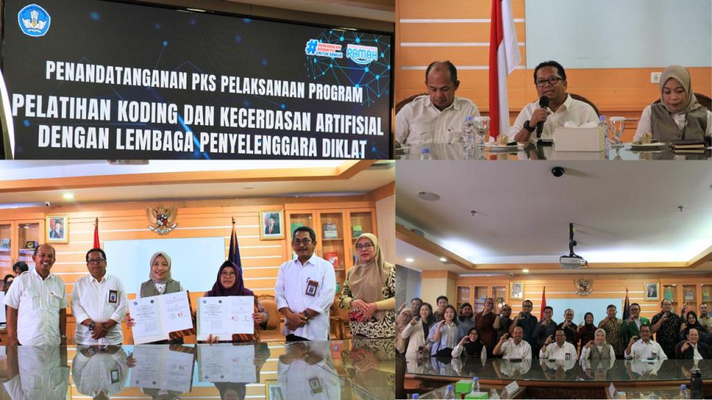 Ditjen GTK PG, Kemendikdasmen Teken Kerja Sama dengan LPD untuk Fasilitasi Pembelajaran Koding dan Kecerdasan Artifisial (KA) bagi&nbsp;Guru